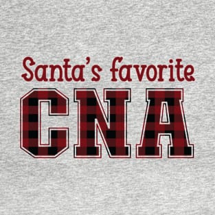 Santa's Favorite CNA -  Simple Cute Plaid Christmas Tee for Certified Nursing Assistants T-Shirt